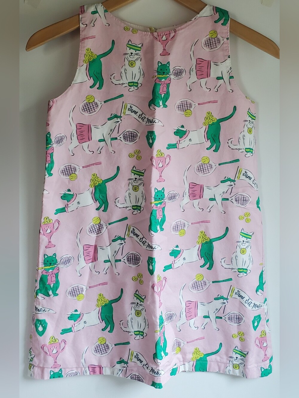 Girls A-line Cotton Sleeveless Cat Tennis Dress Size 10/12 Custom